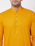 Men's Mustard And White Solid Cotton Blend Kurta Pyjama Set
